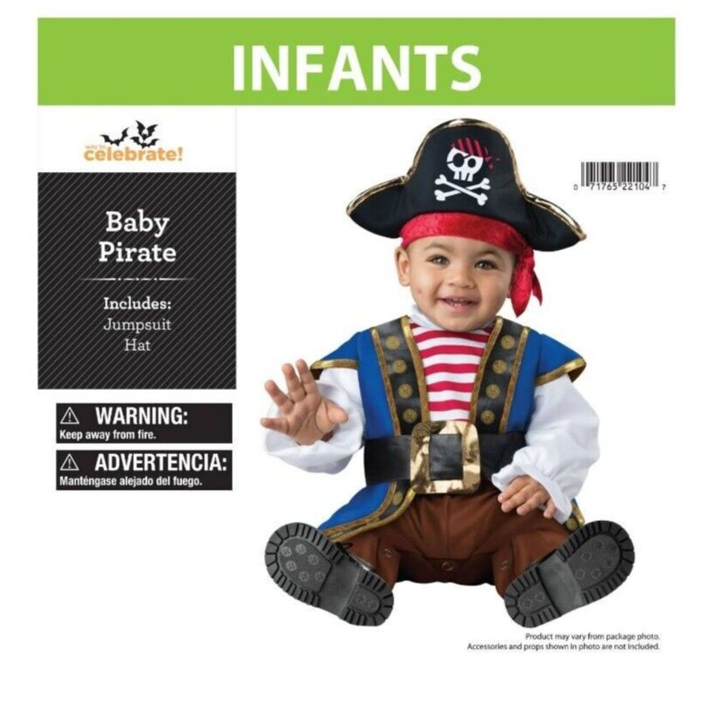 Baby Pirate Costume Jumpsuit & Hat NWT Infant Size 0-6 mo Gasparilla Festival